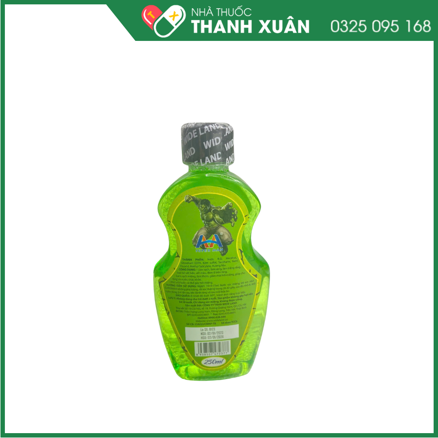 Nước súc miệng A&amp;A Superman hương cam/táo/dâu